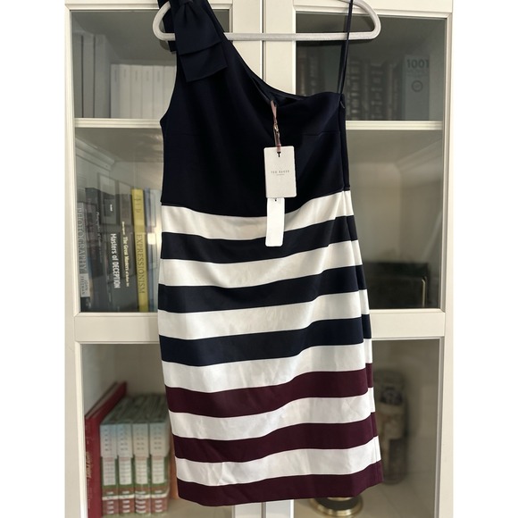 NEW Ted Baker London Womens Hilila Dress Multicolor One-Shoulder  US 10 - Picture 1 of 9